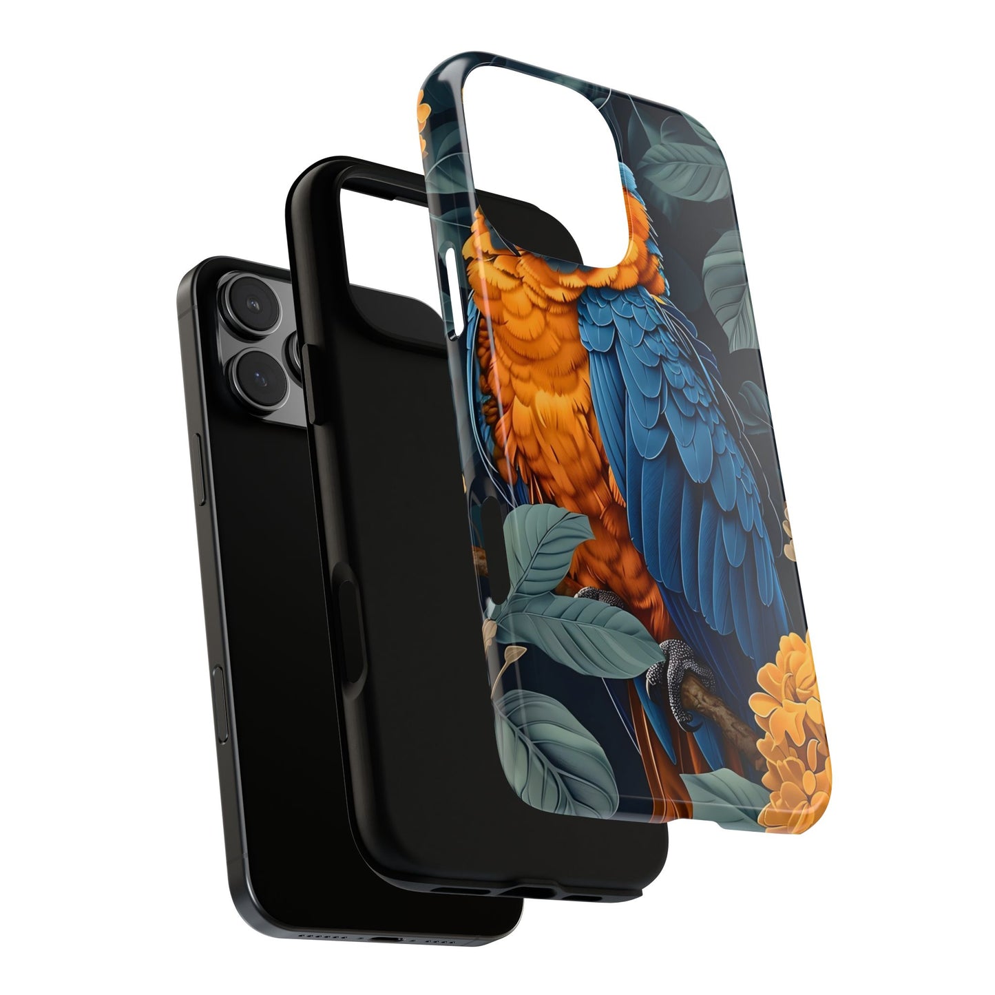 Tropical Parrot Phone Case - Tough Cases, Colorful Phone Cover, Nature Lover Gift, Floral Design, Bird Lover Accessory