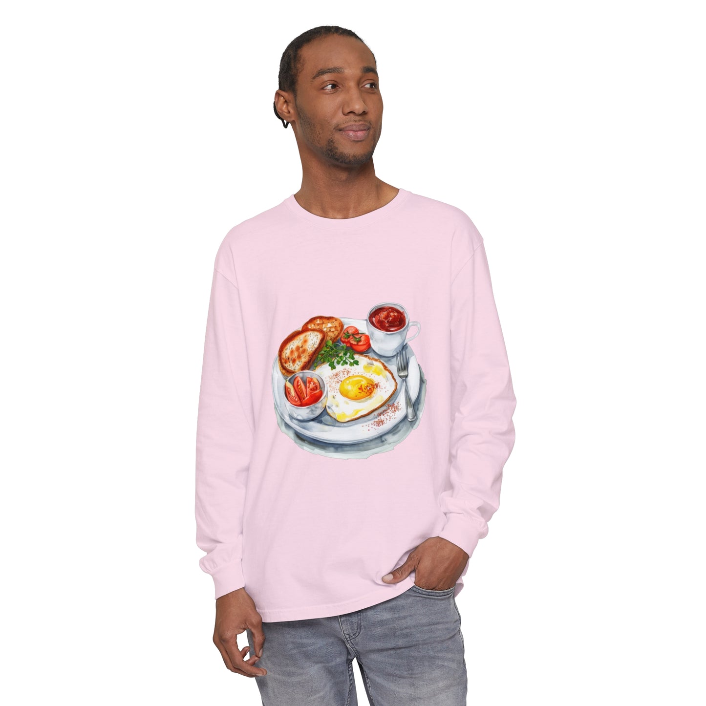 Unisex Garment-dyed Long Sleeve T-Shirt - British Food - Traditional Dishes and Culinary Delights