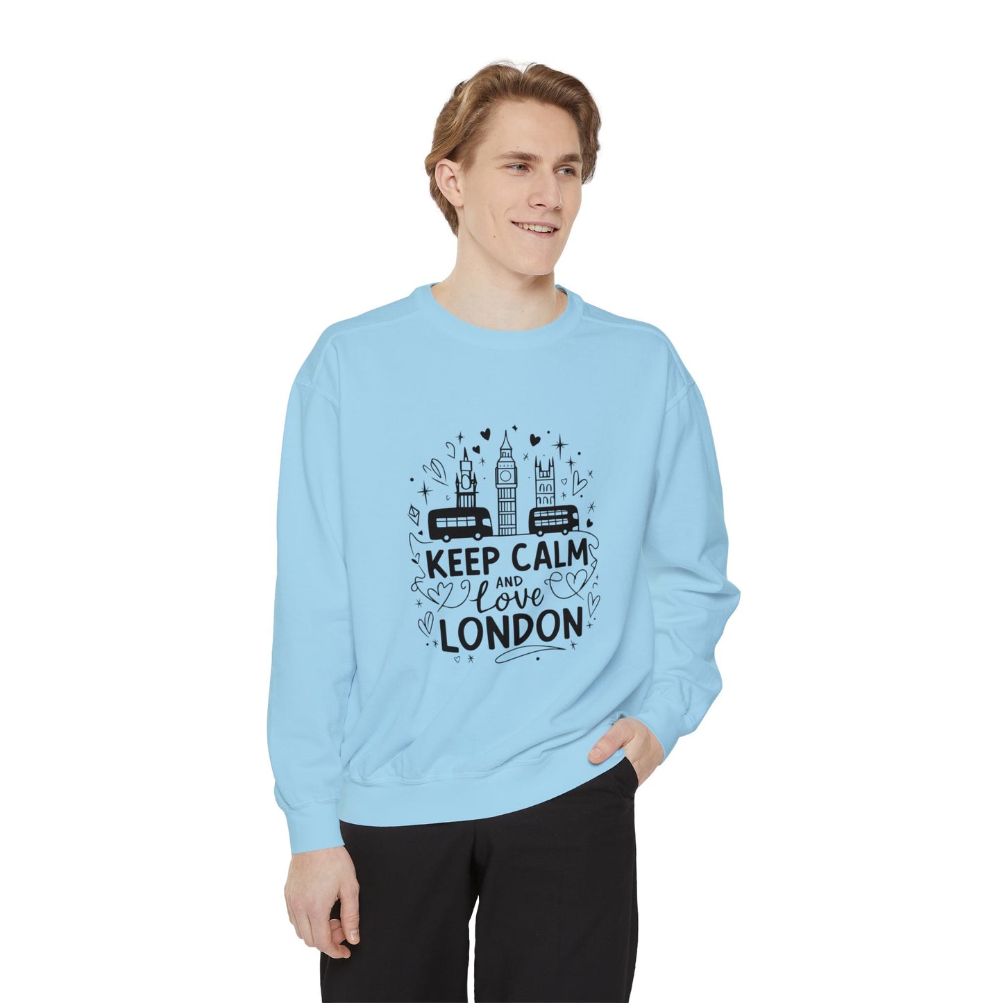 Unisex Garment-Dyed Sweatshirt Cozy - Keep Calm and Love London