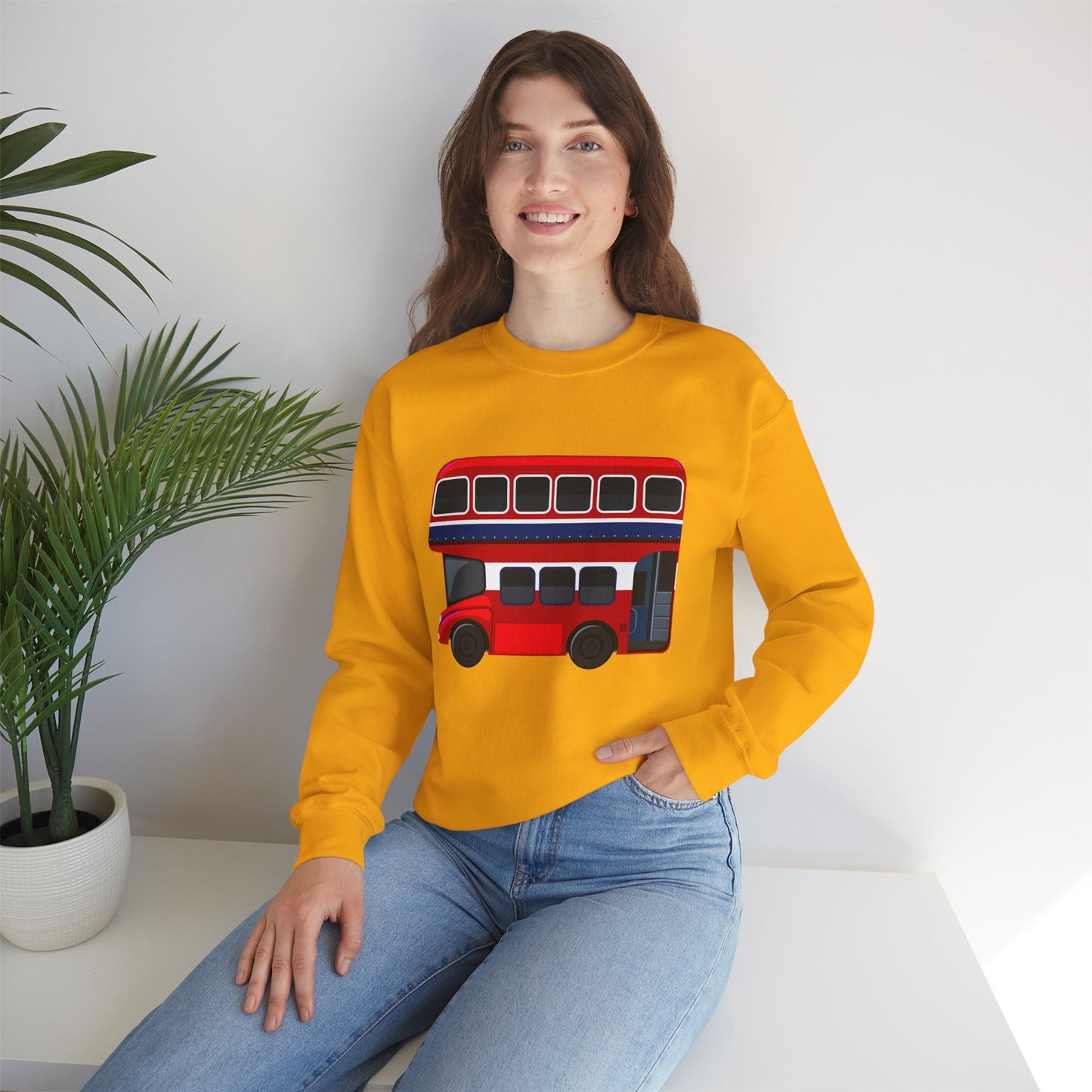 Unisex Heavy Blend™ Crewneck Sweatshirt - The Heart of London - Red Double-Decker Bus