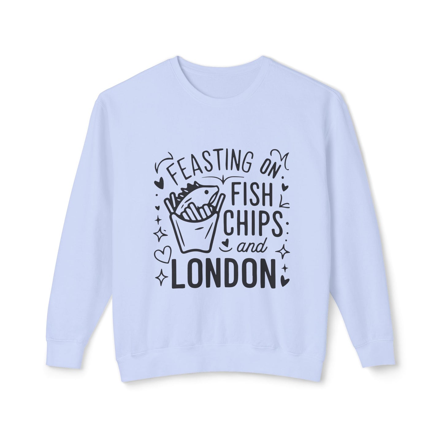Unisex Lightweight Crewneck Sweatshirt - Fish, Chips and London
