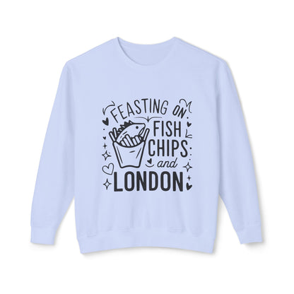 Unisex Lightweight Crewneck Sweatshirt - Fish, Chips and London