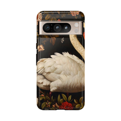 Elegant Swan Phone Case, Floral iPhone Cover, Tough Phone Case, Gift for Her, Nature Lover, Mother's Day, Birthday