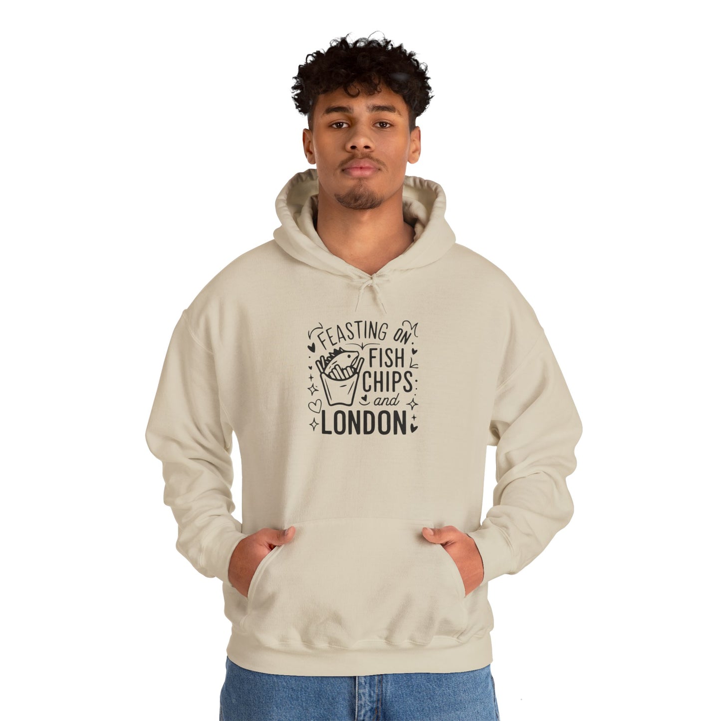 Unisex Heavy Blend™ Hooded Sweatshirt - Savor London's Fish & Chips Delight