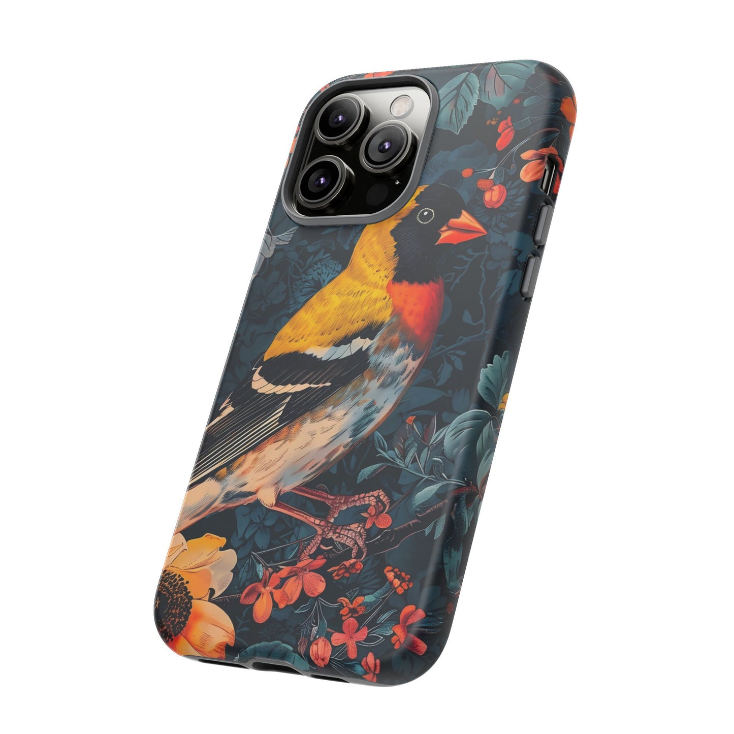 Colorful Bird Phone Case, Floral Phone Cover, Tough Phone Protector, Nature Lover Gift, Botanical Case, Unique Mobile Accessory