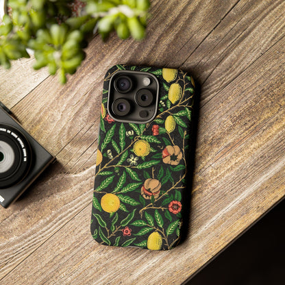 Tough Cases Phone Case, Floral Phone Cover, Tough Phone Protection, Gift for Plant Lovers, Black Background, Eco-Friendly Design