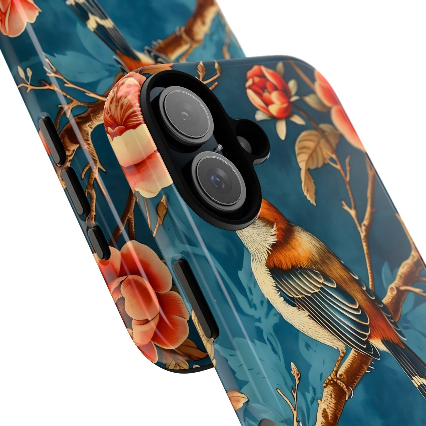 Bird & Floral Phone Case, Tough Cases for Nature Lovers, Gift for Her, Customizable Design, Vibrant Tech Accessories