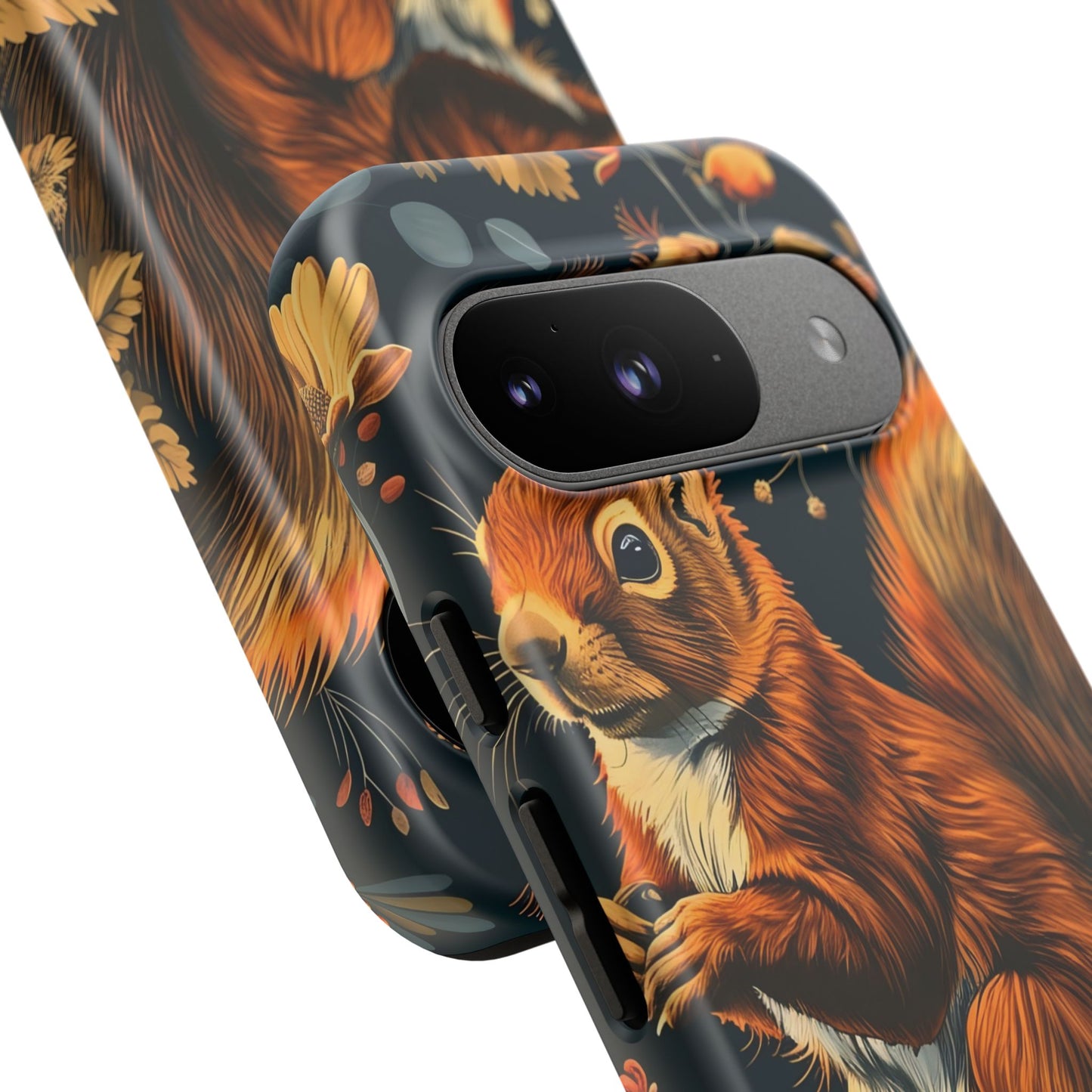 Squirrel Floral Phone Case, Tough Cases for Nature Lovers, Cute Animal Design, Fall Aesthetic, Perfect Gift for Her