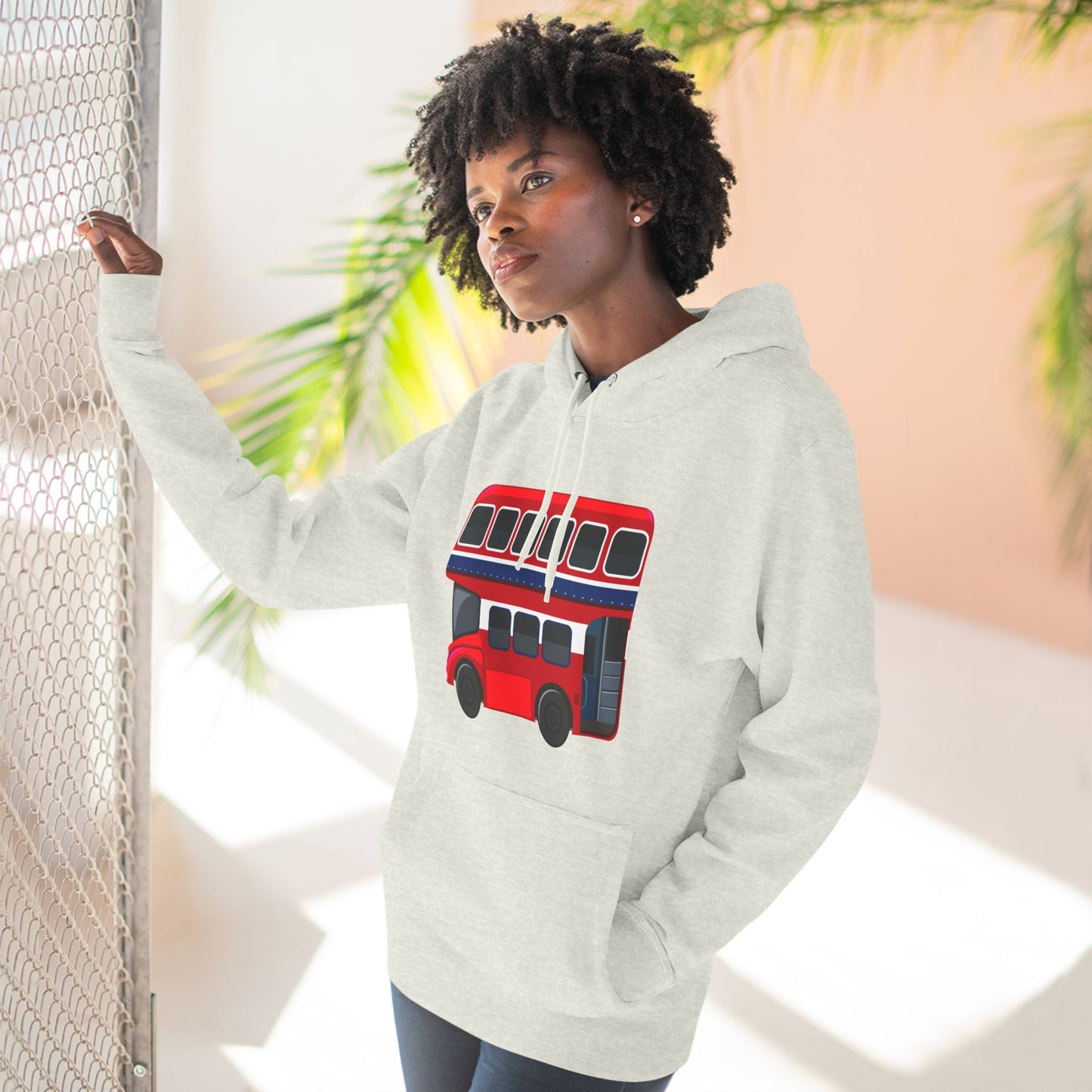 Three-Panel Fleece Hoodie - Sightseeing in Style - The Red Double-Decker