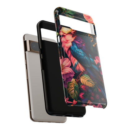 Vibrant Phone Case, Tropical Bird Design, Tough Phone Cover, Floral Tech Accessory, Gift for Nature Lovers