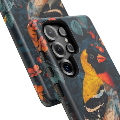 Colorful Bird Phone Case, Floral Phone Cover, Tough Phone Protector, Nature Lover Gift, Botanical Case, Unique Mobile Accessory