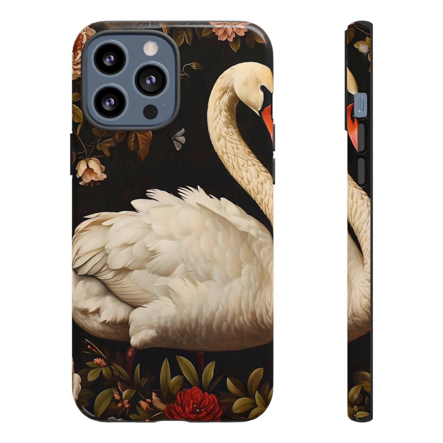 Elegant Swan Phone Case, Floral iPhone Cover, Tough Phone Case, Gift for Her, Nature Lover, Mother's Day, Birthday