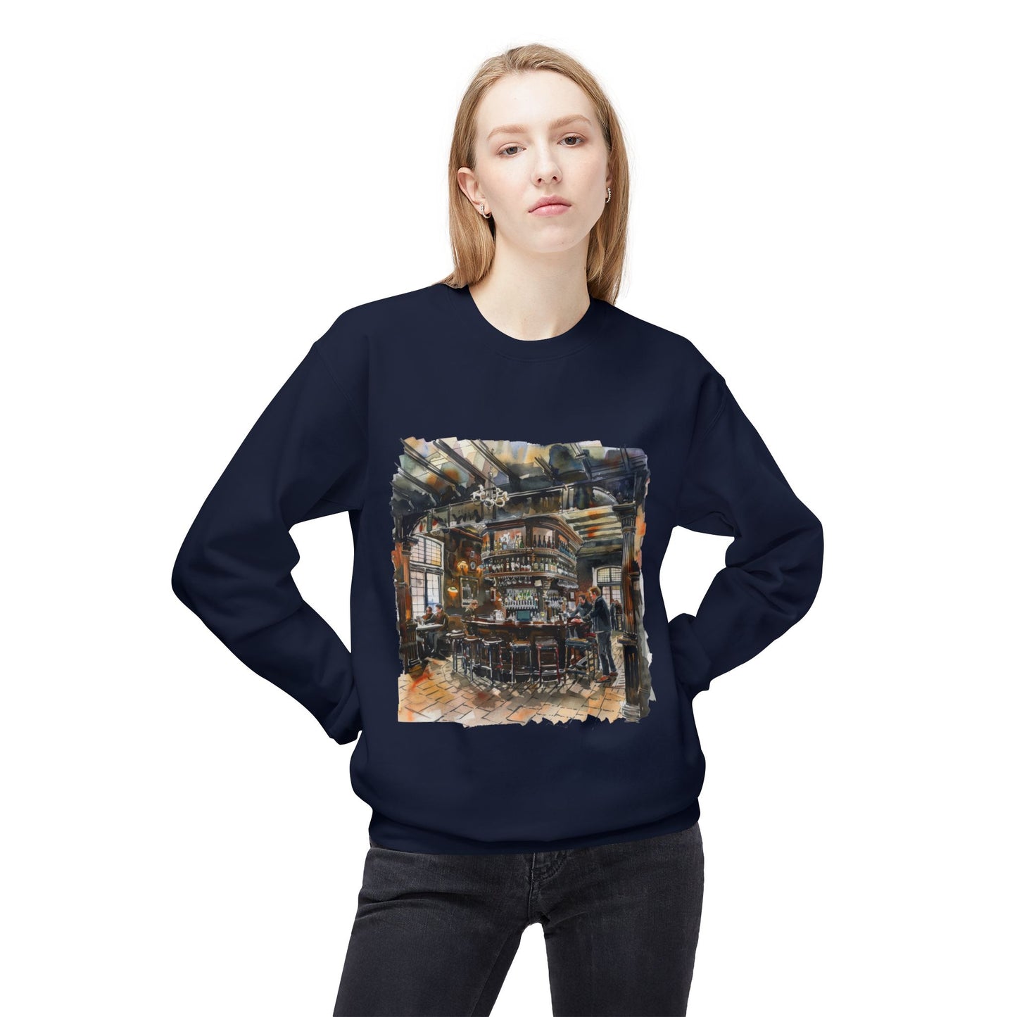 Unisex Midweight Softstyle Fleece Crewneck Sweatshirt - A Pint of Warmth - The Cozy Pub Experience