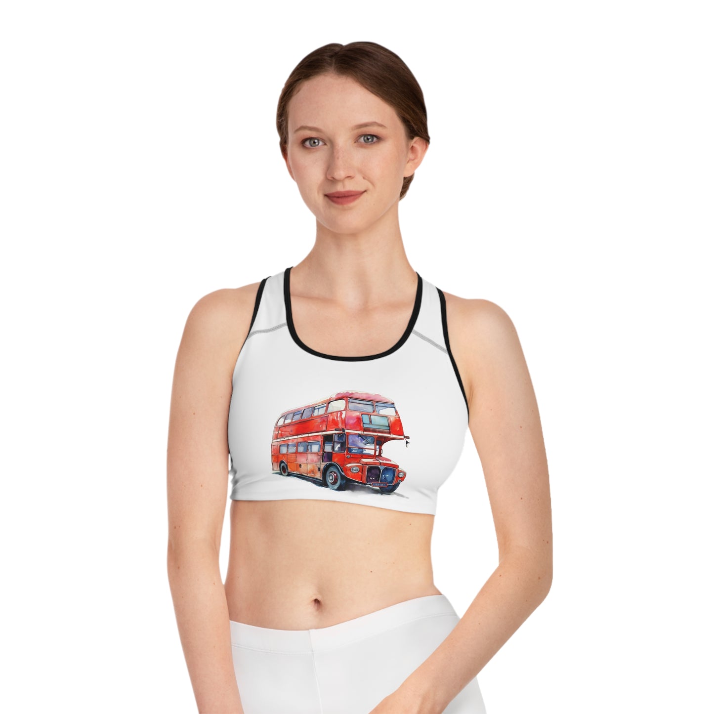 Sports Bra | Comfortable & Stylish Activewear - Vintage Double Decker Bus - Iconic Red Double-Decker Design