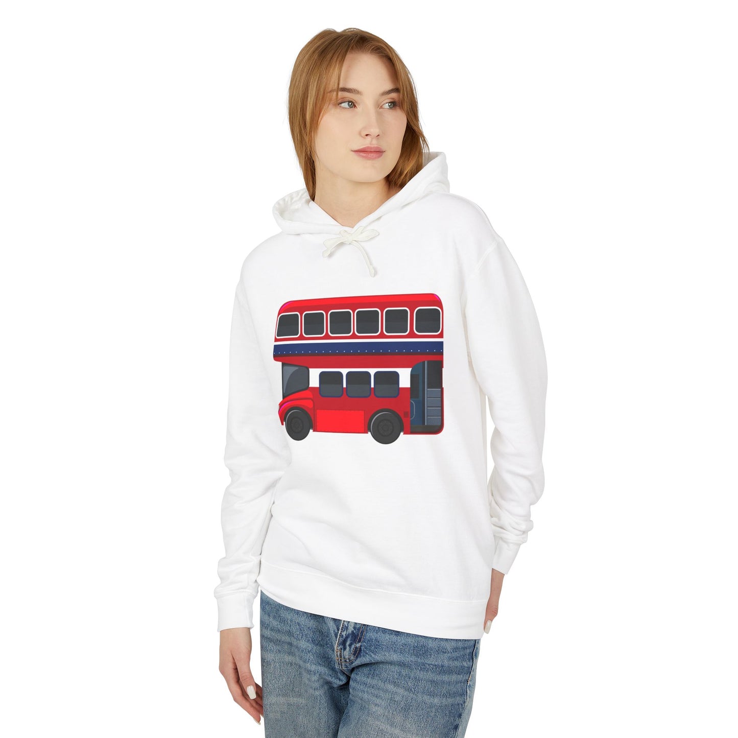 Unisex Lightweight Hooded Sweatshirt - Timeless Transit - The Iconic Red Bus of Britain