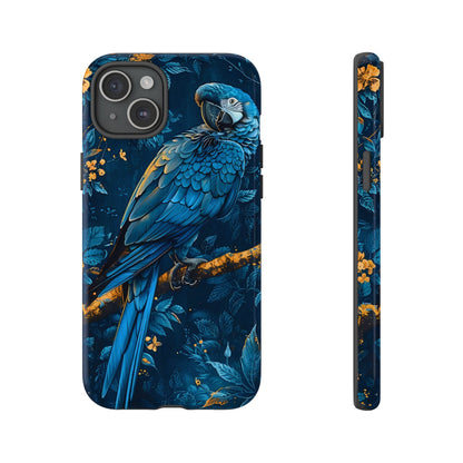 Tough Cases - Vibrant Blue Parrot Phone Case, Tropical Bird Phone Cover, Nature Lover Gift, Eco-Friendly Accessories, Unique Wildlife Decor