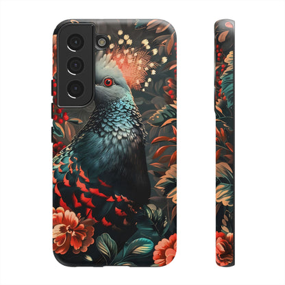 Floral Peacock Phone Case, Tough Cases, Artistic Phone Cover, Unique Gift, Nature Lover Accessory, Protective Case