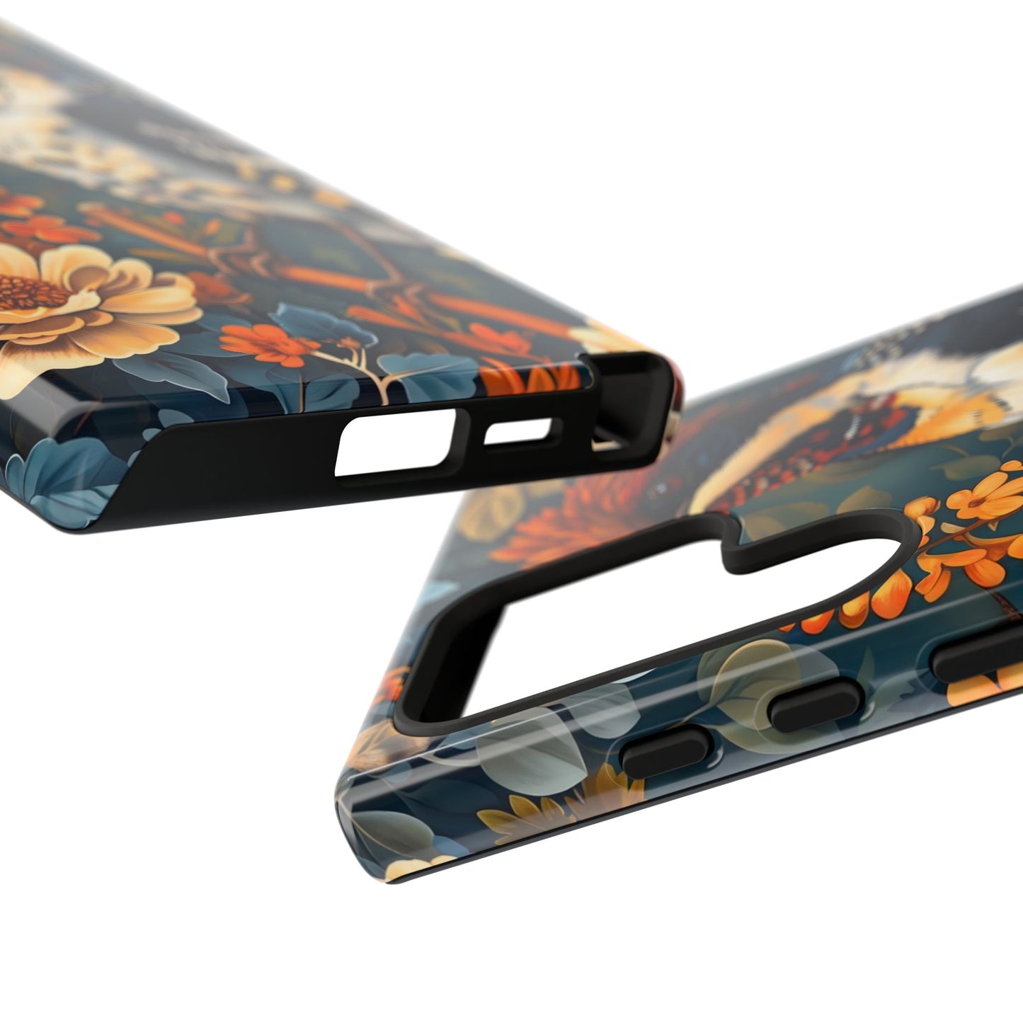 Tough Cases: Floral Bird Phone Case, Vintage Style Cover, Nature Lover Gift, Botanical Design, Spring Inspire Fashion