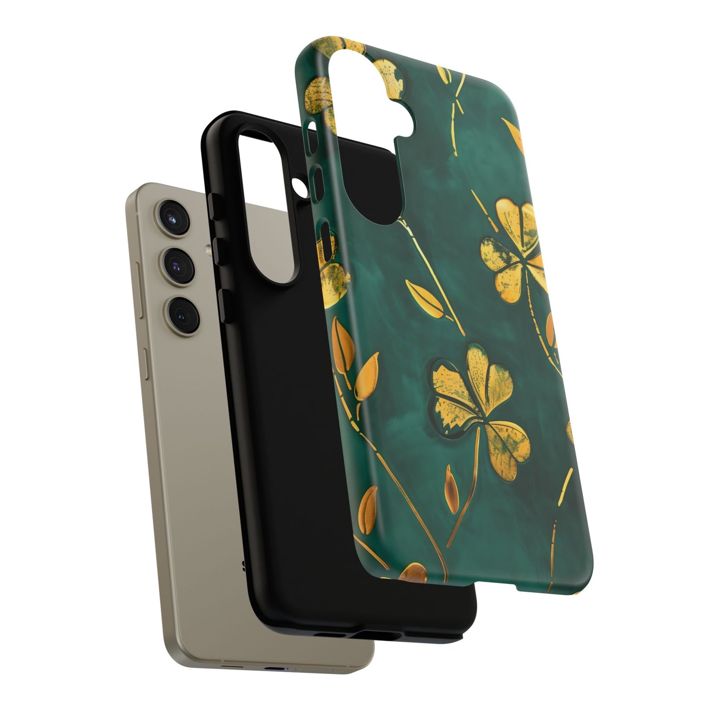 Floral Phone Case with Gold Accents, Tough Phone Cover, Stylish Phone Protector, Unique Gift for Her, Nature Lover Accessory