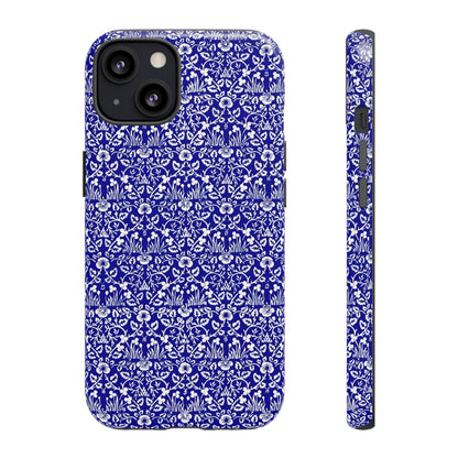 Elegant Floral Phone Case - Tough Cases, Blue Floral Design, Stylish Phone Accessory, Unique Gift, Modern Tech Protection