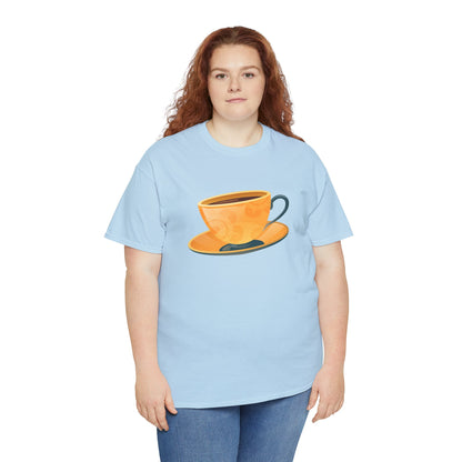 Unisex Heavy Cotton Tee - Elegant British Tea Cup - Classic Tea Time Style