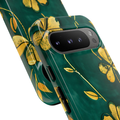 Floral Phone Case with Gold Accents, Tough Phone Cover, Stylish Phone Protector, Unique Gift for Her, Nature Lover Accessory