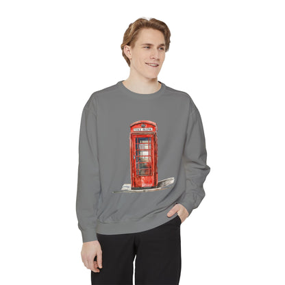 Unisex Garment-Dyed Sweatshirt All Day Wear - Iconic British Public Telephone