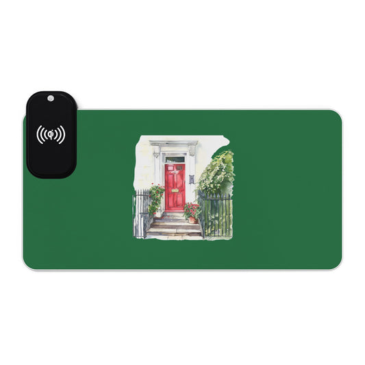 Red Door Housefront - British Beauty - LED Gaming Mouse Pad with Wireless Charging, Perfect Accessory for Gamers, Desk Decor, Tech Enthusiasts, Holiday Gift Idea,Functional Gadget