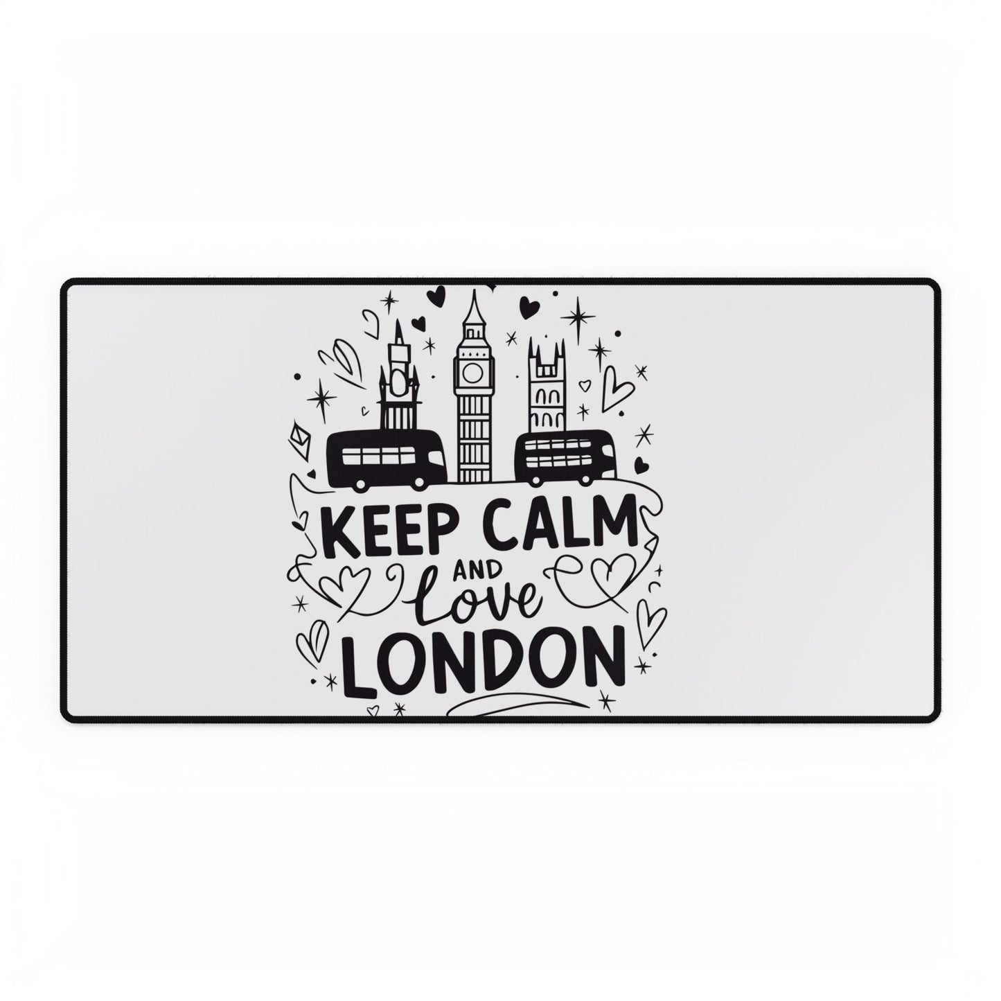 London Themed Desk Mat - Keep Calm & Love London, Home Office Décor, Desk Accessories, Gift for Travelers, Office Supplies