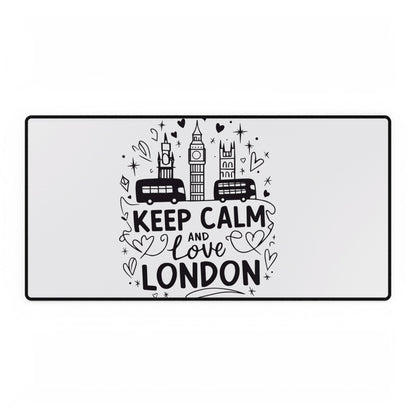 London Themed Desk Mat - Keep Calm & Love London, Home Office Décor, Desk Accessories, Gift for Travelers, Office Supplies