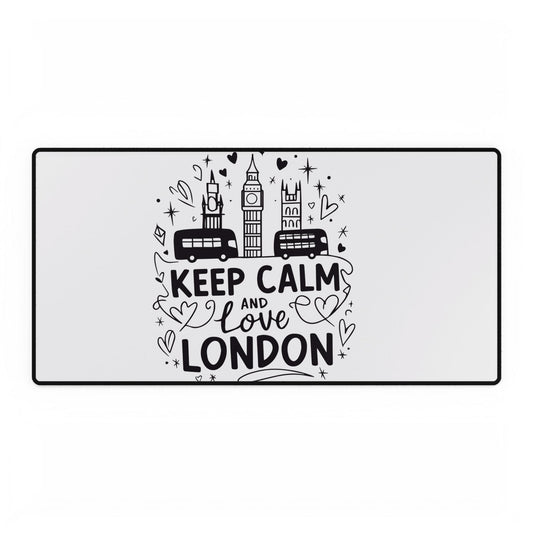 London Themed Desk Mat - Keep Calm & Love London, Home Office Décor, Desk Accessories, Gift for Travelers, Office Supplies