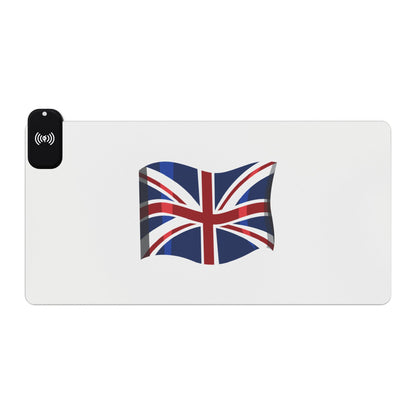 Waving Union Jack Flag - LED Gaming Mouse Pad with Wireless Charging - Energize Your Gaming Setup, Desk Decor, Office Accessory, Gift for Gamers, Gaming
