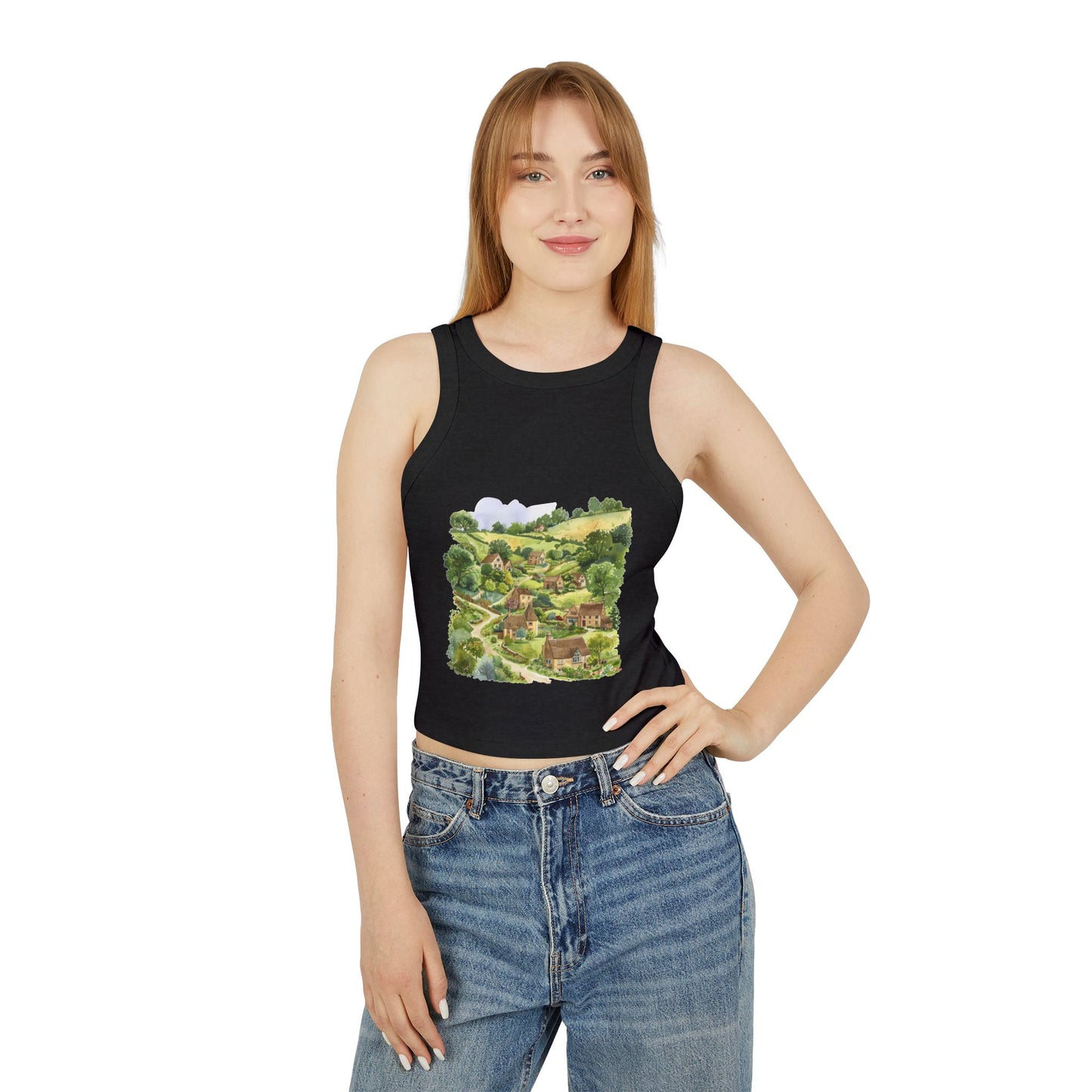 Women's Micro Rib Racer Tank Top - England Aesthetics - Embracing Classic British Charm and Style