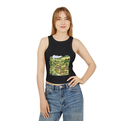 Women's Micro Rib Racer Tank Top - England Aesthetics - Embracing Classic British Charm and Style