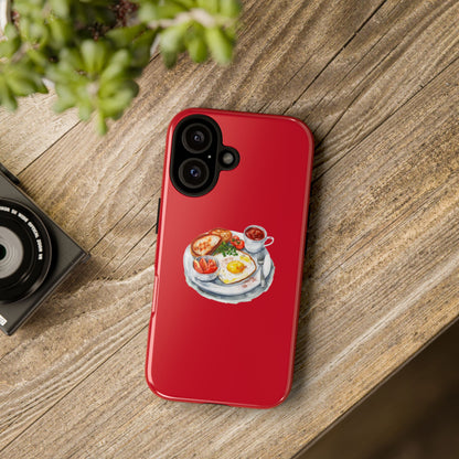 Breakfast-Inspired Phone Case, Tough Phone Covers, Foodie Gifts, Unique Accessories, Cute Kitchen Decor, Red Phone Case