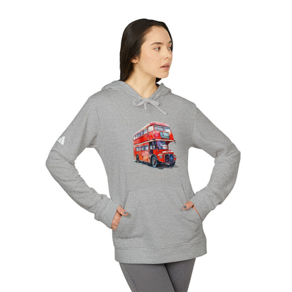 Adidas Unisex Fleece Hoodie - Vintage Red Bus Design - Cozy Streetwear