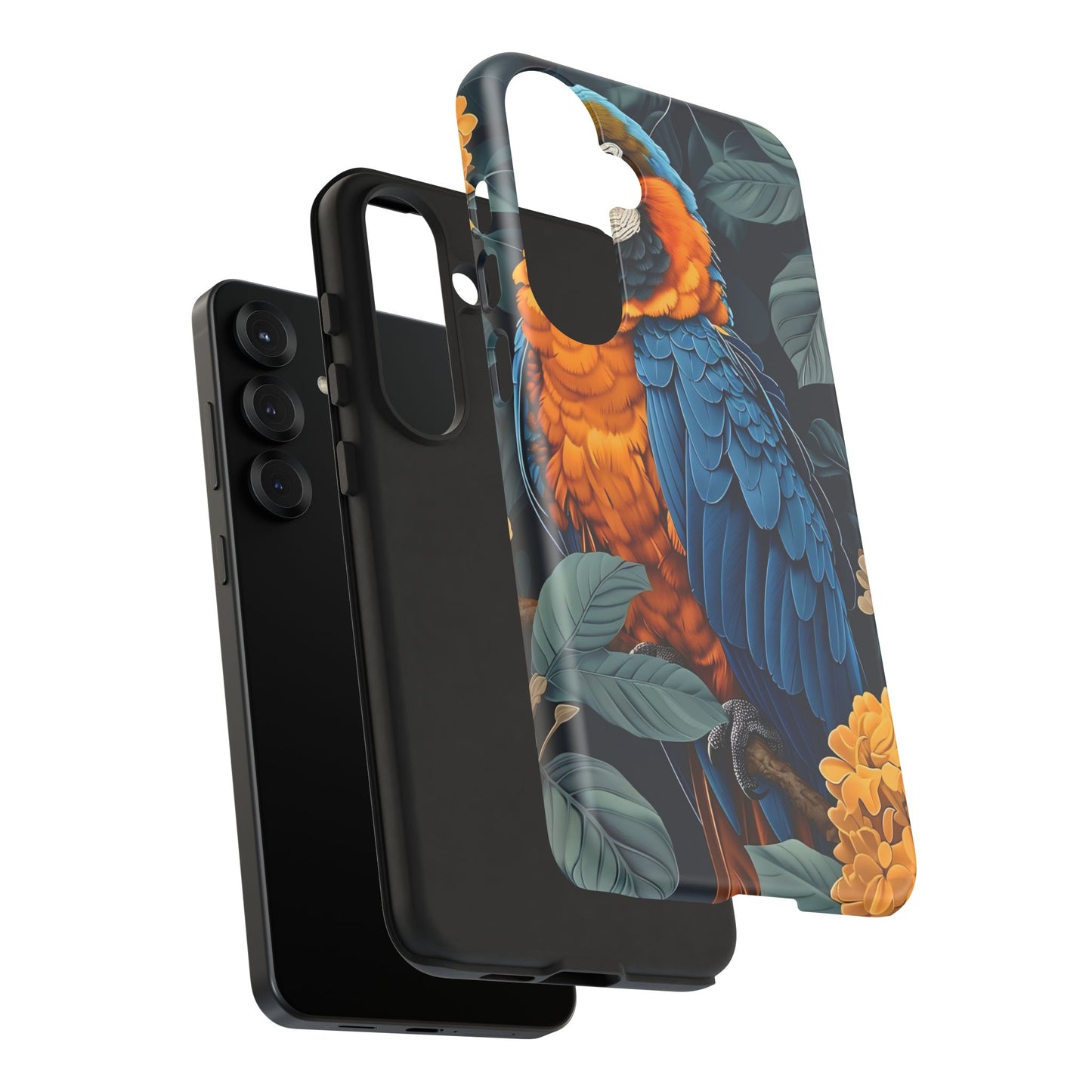 Tropical Parrot Phone Case - Tough Cases, Colorful Phone Cover, Nature Lover Gift, Floral Design, Bird Lover Accessory