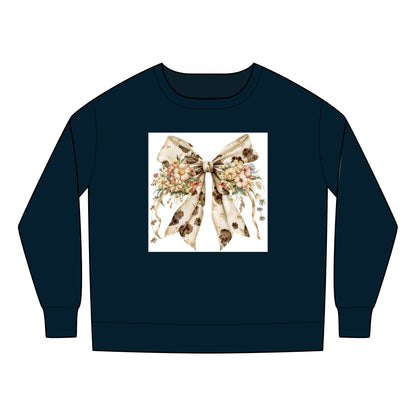 Toddler  Sweatshirt - Western Floral Bow with Cow Pattern Aesthetic - Cozy & Adorable Kids Apparel
