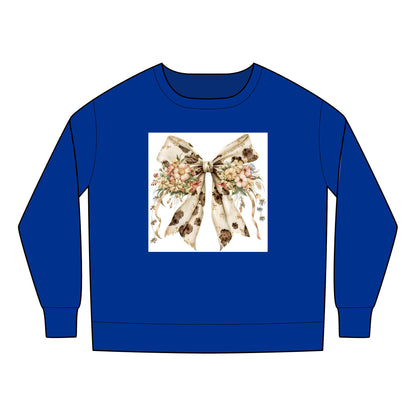 Toddler  Sweatshirt - Western Floral Bow with Cow Pattern Aesthetic - Cozy & Adorable Kids Apparel