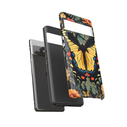 Butterfly Floral Phone Case, Art-inspire Tough Case, Gift for Nature Lovers, Butterfly Pattern Cover, Eco-Friendly Mobile Accessory