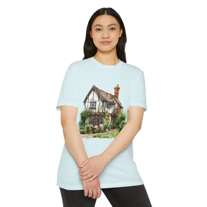 Unisex CVC Jersey T-shirt - From Thatched Roofs to Stone Walls - British Village Houses