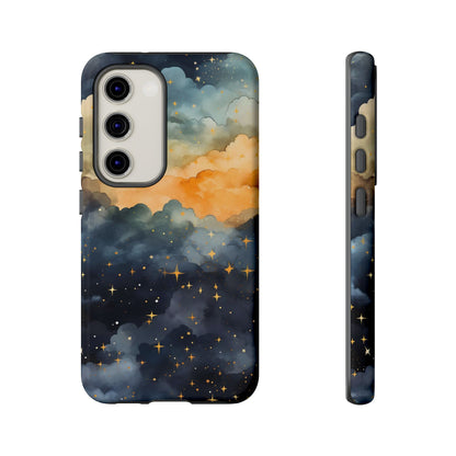 Celestial Phone Case, Galaxy Design Phone Cover, Space Art Case, Starry Night Mobile Cover, Customizable Tough Case