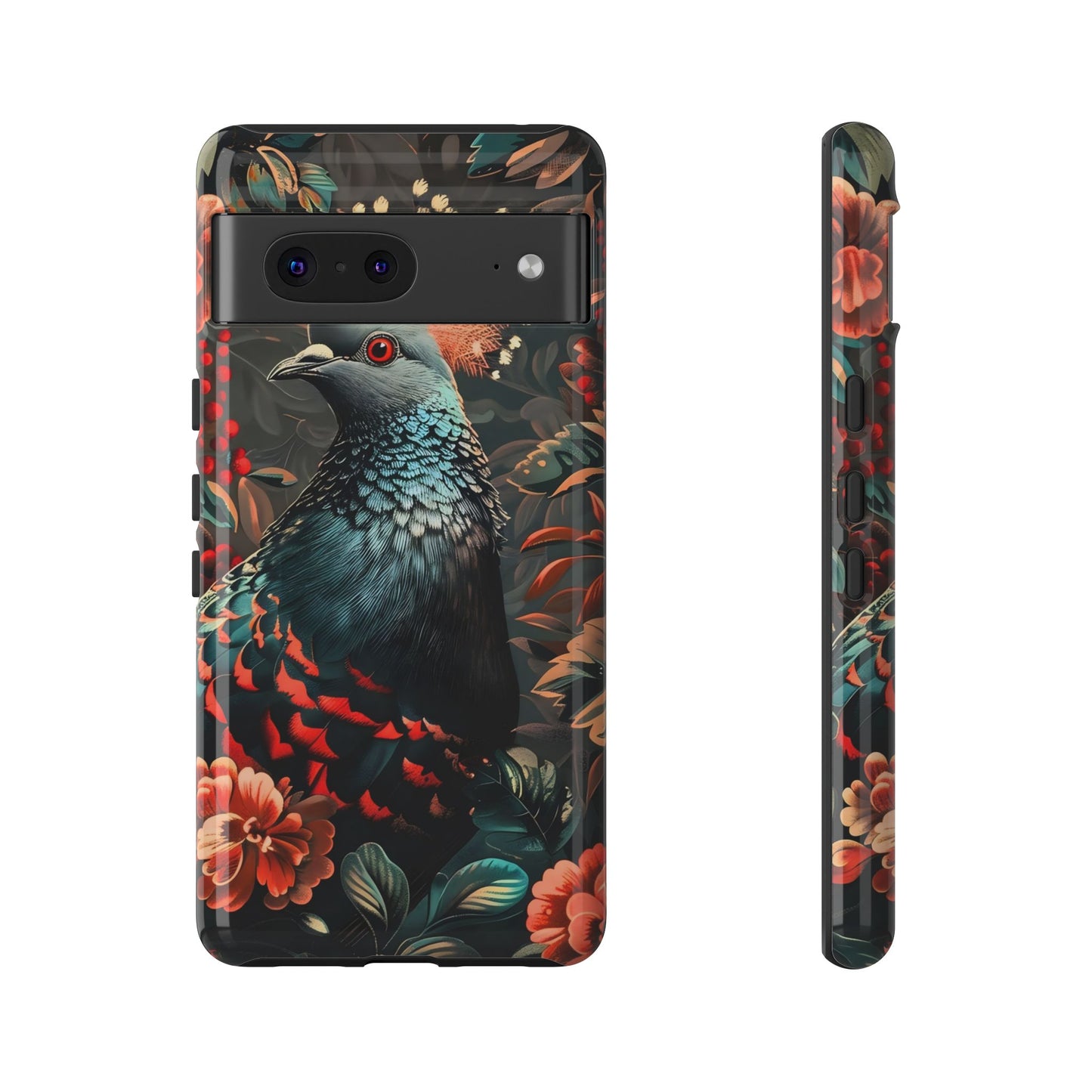 Floral Peacock Phone Case, Tough Cases, Artistic Phone Cover, Unique Gift, Nature Lover Accessory, Protective Case