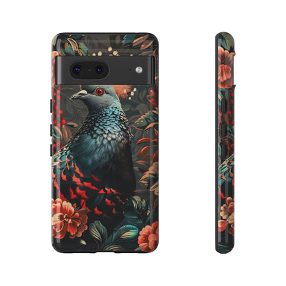 Floral Peacock Phone Case, Tough Cases, Artistic Phone Cover, Unique Gift, Nature Lover Accessory, Protective Case