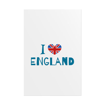 I Love England Rolled Poster - UK Travel Decor, Gift for Britains, Wall Art for Home, London Souvenir, Love England