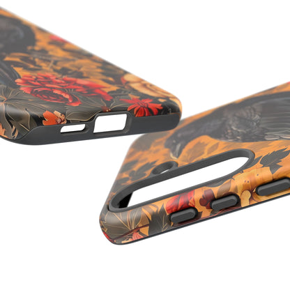 Raven Floral Phone Case - Tough Cases, Blackbird Decor, Gift for Nature Lovers, Bird Themed Accessories, Unique Phone Cover