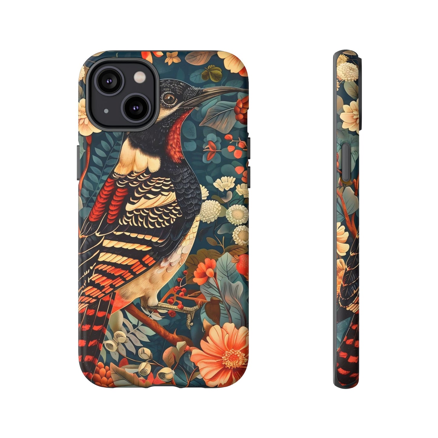 Nature-Inspired Phone Case with Floral Art, Tough Phone Cover, Protective Case, Gift for Nature Lovers, Unique Phone Accessory