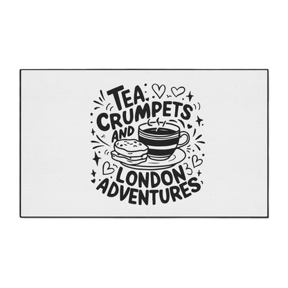 Tea & Crumpets Adventure Mat - Heavy Duty Floor Mat for Kitchen, Entryway, Dining Room, Gifts for Tea Lovers, Home Decor