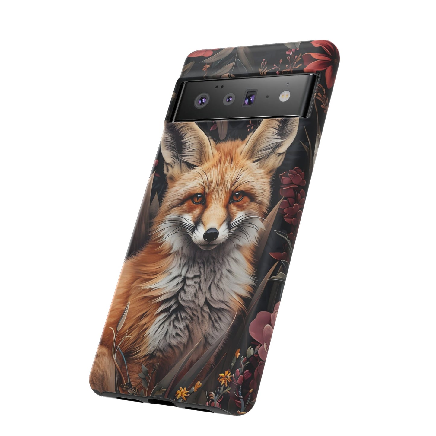 Fox Floral Phone Case, Tough Cases for Animal Lovers, Nature Themed Gift, Cute Phone Cover, Wild Fox Protector