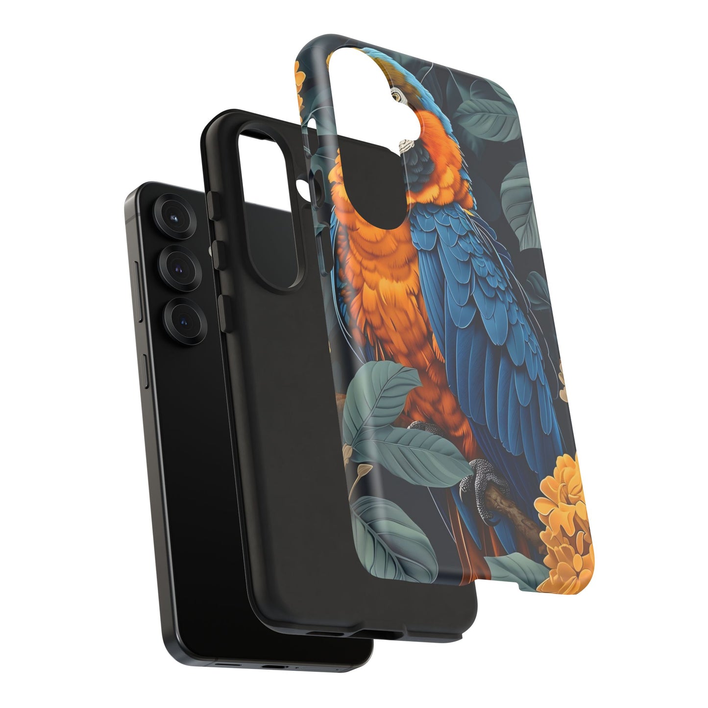 Tropical Parrot Phone Case - Tough Cases, Colorful Phone Cover, Nature Lover Gift, Floral Design, Bird Lover Accessory